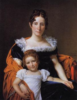 雅尅-路易 大衛 Portrait of the Comtesse Vilain XIIII and her Daughter